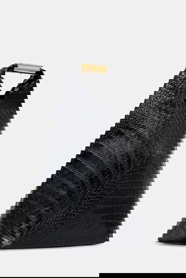 Håndtaske Maison Margiela Crocodile Embossed V-Shape Top Handle Bag Sort | SB6WD0043.P8650.T8013, 1