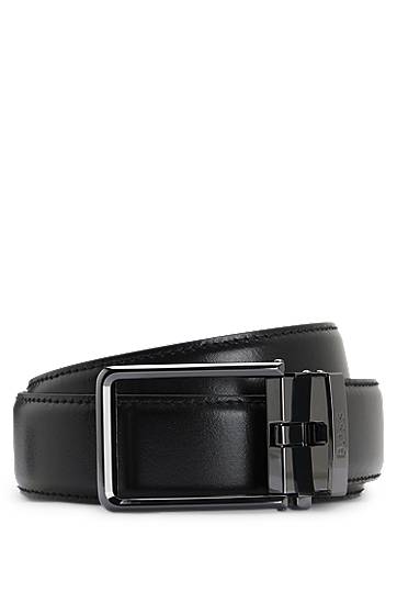Bælter BOSS Leather Automatic Belt with Logo Keeper Sort | 50537049, 0