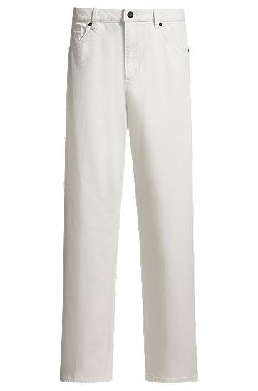 Jeans BOSS Modern-Fit Rigid Denim Jeans Hvid | 50535134