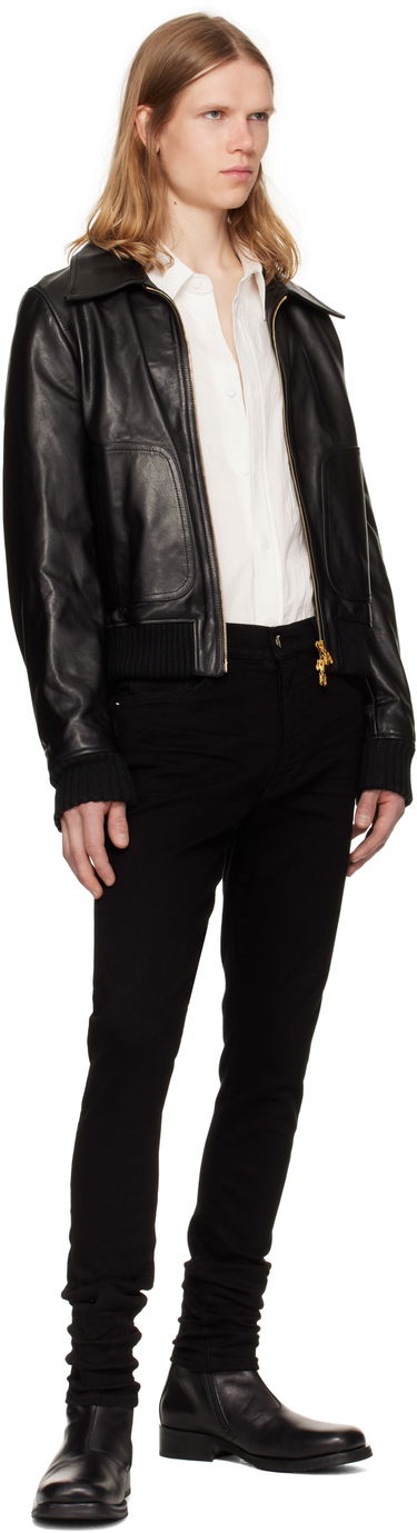 Bomberjakke AMIRI AMIRI Zip Leather Jacket Sort | AMLTJT1028, 3