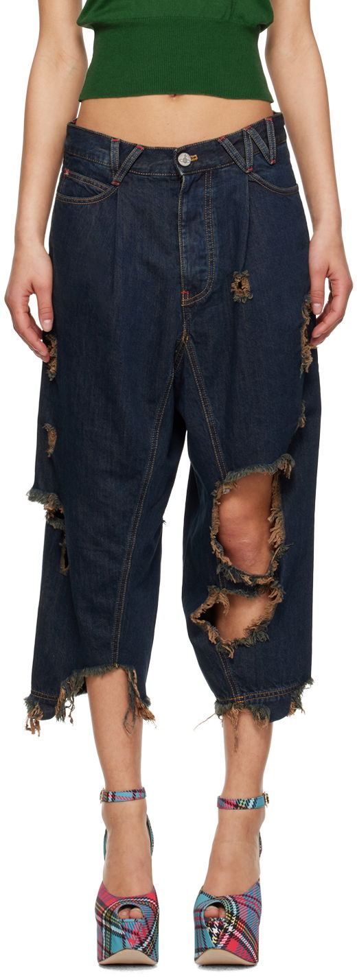 Jeans Vivienne Westwood Vivienne Westwood Macca Distressed Cropped Jeans Blå | 3902000F-W00HY-DE, 0