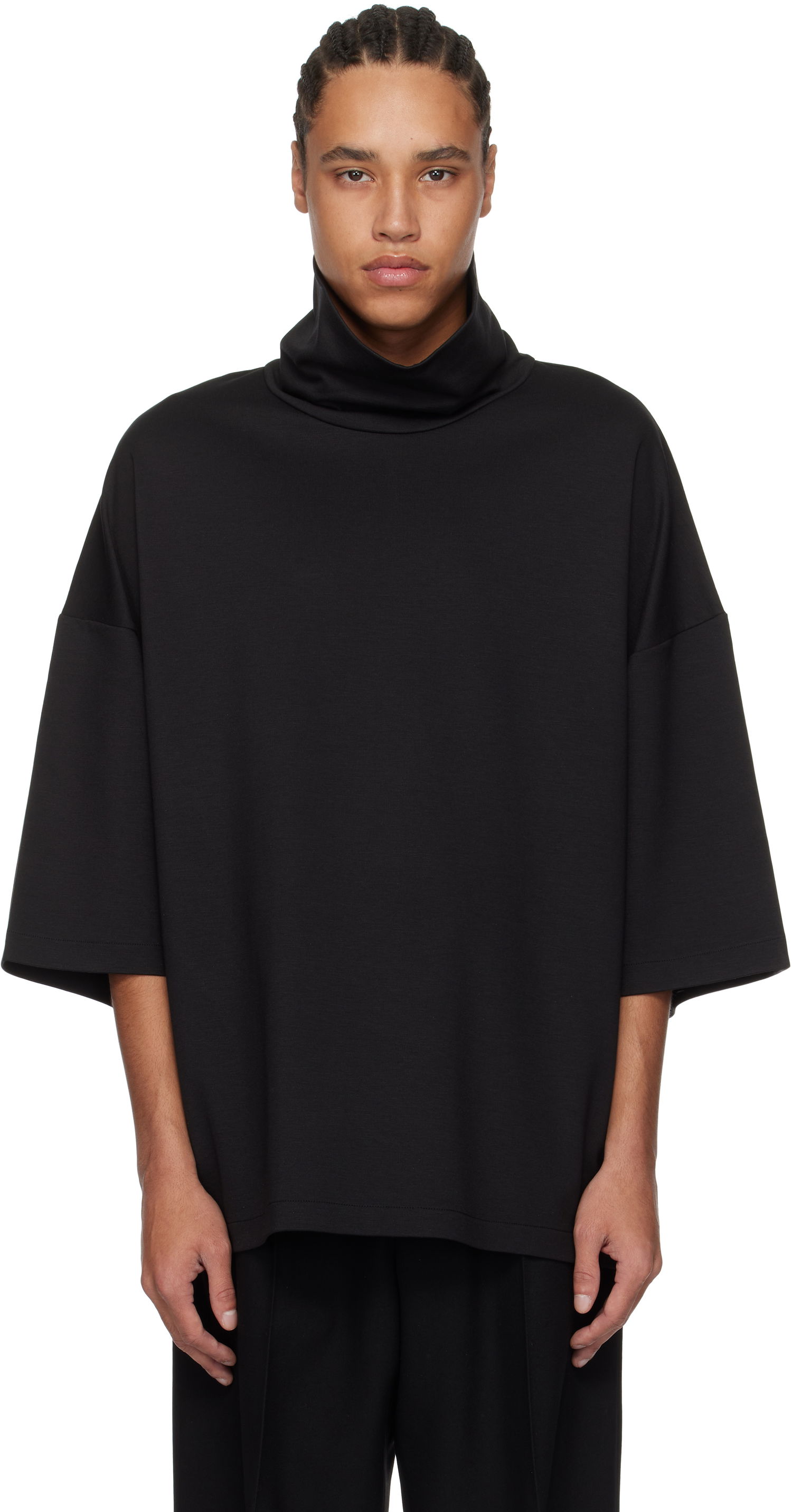 Sweater Fear of God Fear of God High Neck Short Sleeve Sweatshirt Sort | FGE250-519VIS, 0