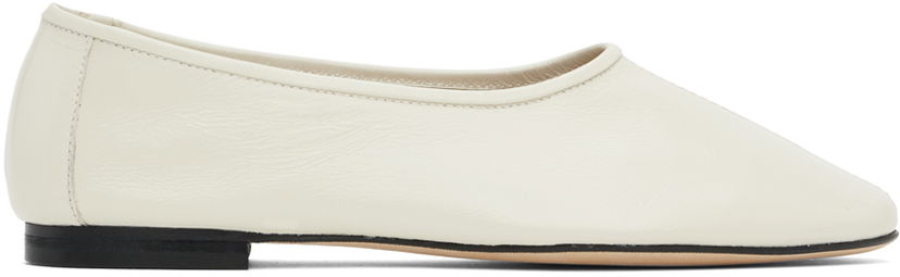 Sneakers og sko BY FAR Prudence Creased Ballerina Flats Hvid | MWFFC005LL002WH020PL