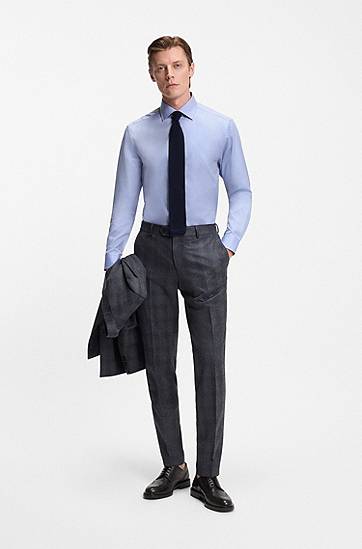 Skjorte BOSS BECKHAM x BOSS slim-fit shirt in Oxford cotton Blå | 50554813, 1