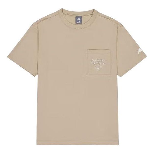 T-shirt New Balance Essentials Athletic Club Pocket T-Shirt Beige | AMT42316-SOT