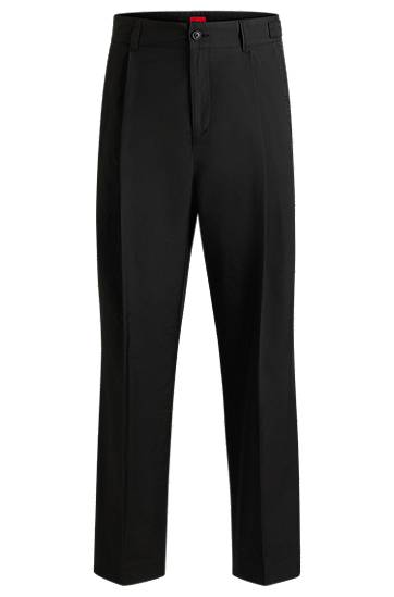 Bukser BOSS Relaxed-Fit Cotton-Blend Trousers Sort | 50534782, 0