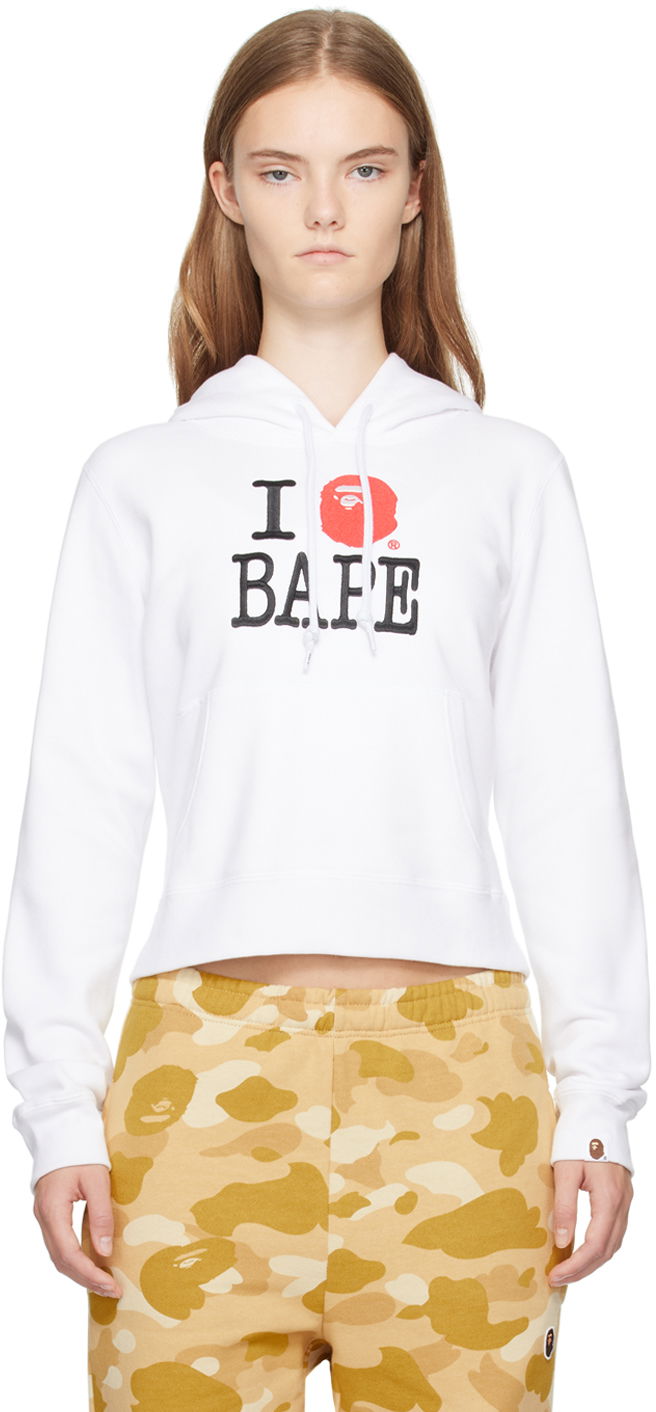Sweatshirt BAPE 'I Love' Hoodie Hvid | 001PPK802002L