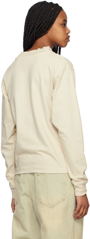 Sweater We11done We11done Crewneck Long Sleeve T-Shirt with Bunny Print Beige | WD-TT1-23-792-U-IV, 2
