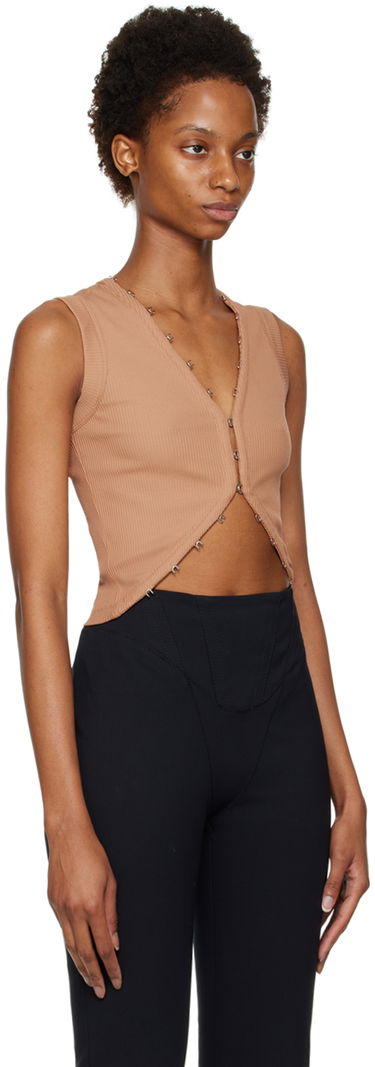 Tanktop Dion Lee Hook & Eye Ribbed Tank Top Grøn | C3075F22, 4