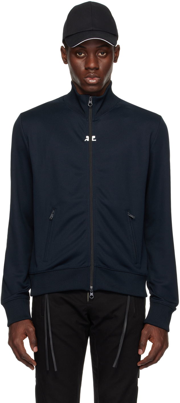 Vindjakke Courrèges Zip Track Jacket Mørkeblå | 124JVE011JS0091