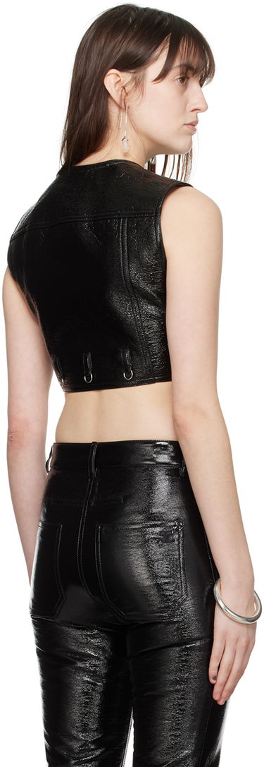 Vest Courrèges Courrèges Cropped Faux Leather Vest Sort | 124CBL153VY0014, 2