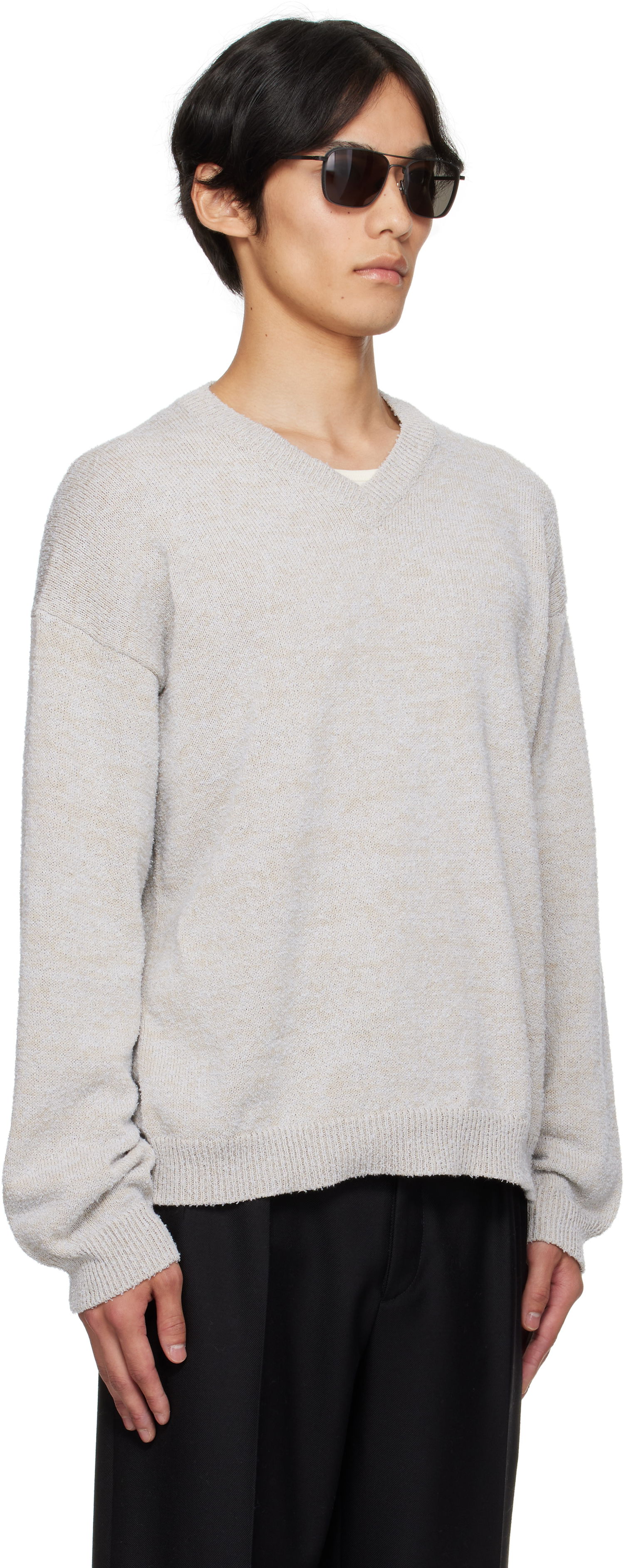 Sweater Maison Margiela Maison Margiela V-Neck Sweater Grå | S50HN0019 M13152, 1