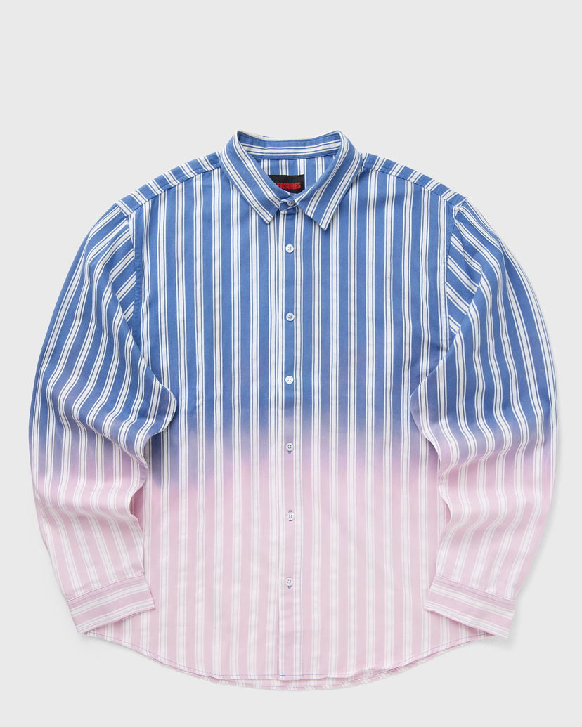 Skjorte Pleasures Men's Striped Dip Dye Button-Down Shirt Blå | P25SP020-BLUE