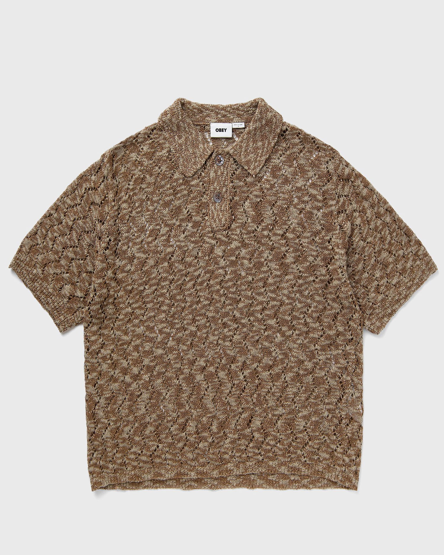 Sweater OBEY Andre Open Knit Polo Sweater Brun | 151000101-TOF, 1