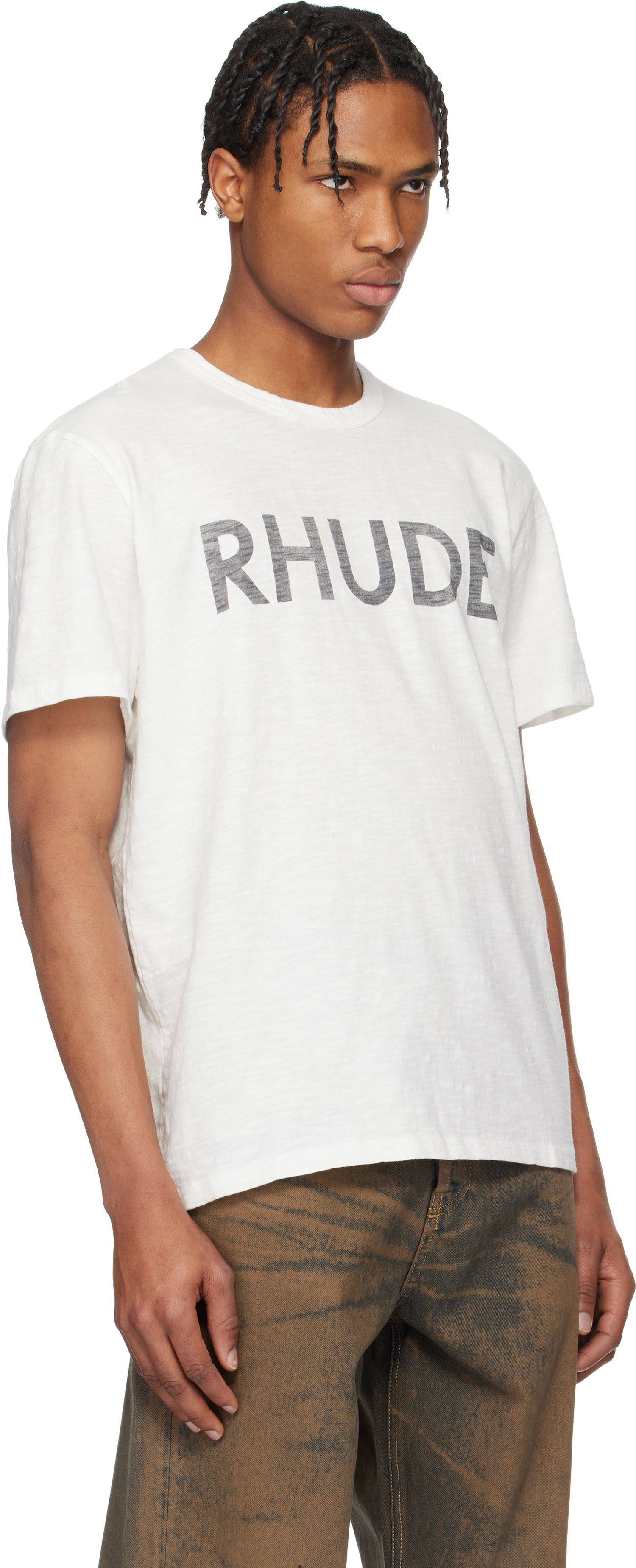 T-shirt Rhude Rhude Logo Slub T-Shirt Hvid | RHPS25TT24012, 1