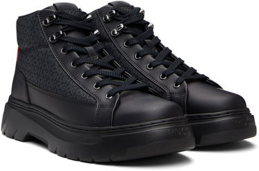 Sneakers og sko BOSS HUGO Printed-Logo Faux-Leather Boots Sort | 50552644, 3