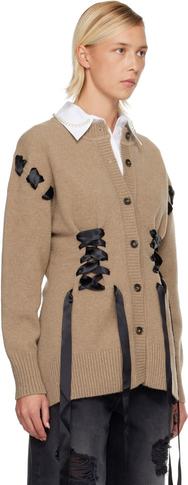 Sweater Simone Rocha Simone Rocha Sculpted Ribbon Corset Cardigan Beige | LMK8 0660, 1