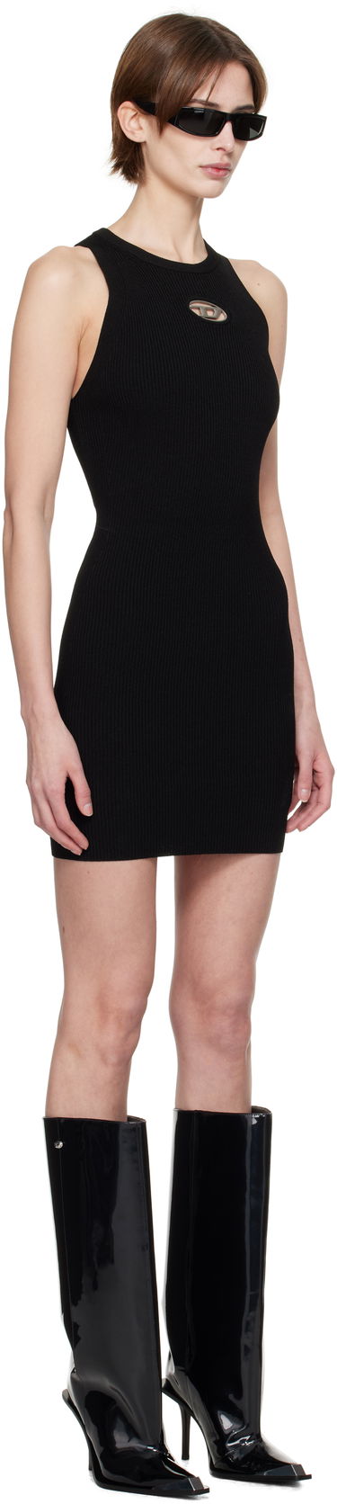 Kjole Diesel Diesel M-Caddix Cutout Ribbed Knit Mini Dress Grøn | A17449 0DLAX, 4