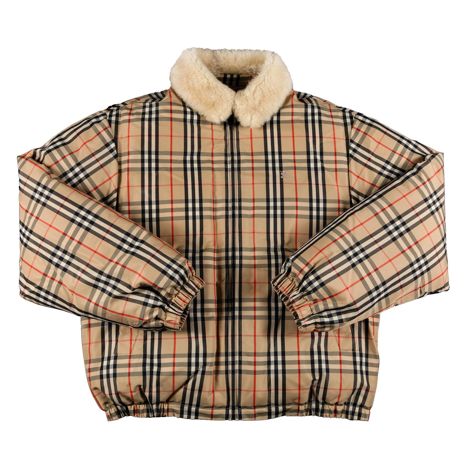 Jakke Supreme Burberry x Shearling Collar Down Puffer Jacket Beige | SS22J33 BEIGE, 1