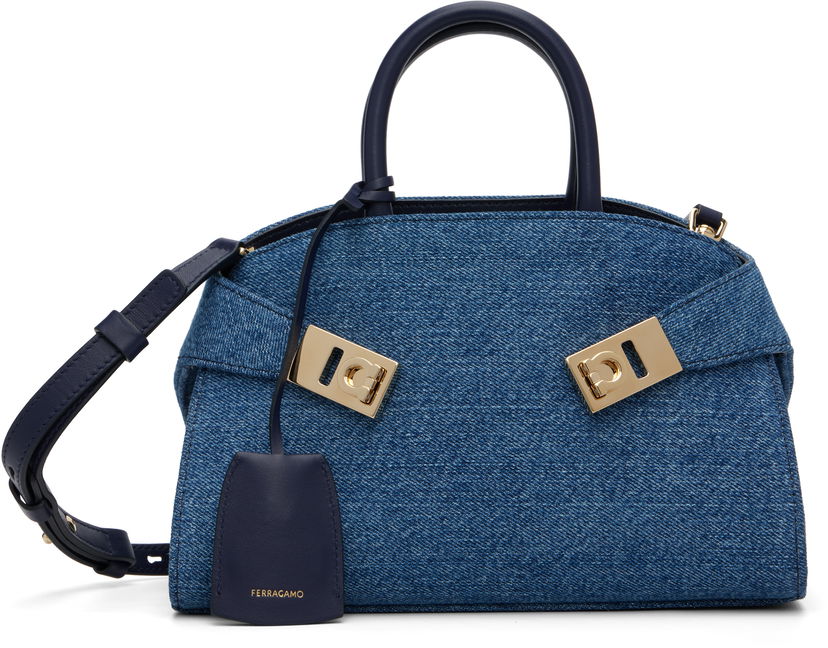 Håndtaske FERRAGAMO Ferragamo XS Hug Denim Top Handle Bag Blå | 783820