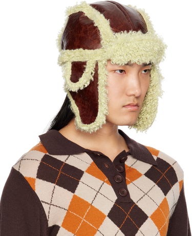 Jakke Anna Sui Anna Sui Curly Aviator Faux-Leather Hat Brun | 824A90, 3