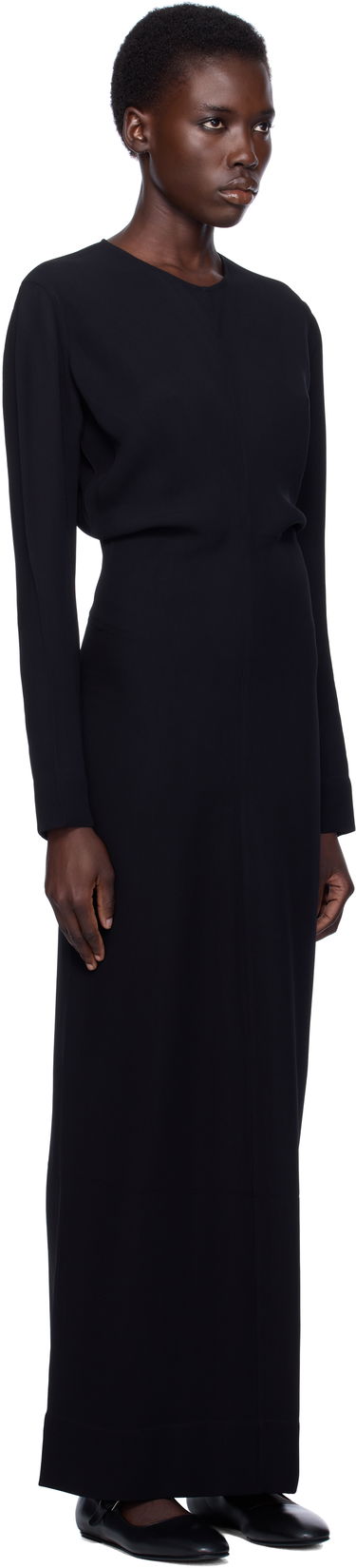 Kjole TOTEME TOTEME Long-Sleeve Slouch Waist Maxi Dress Sort | 252-WRD4592-FB0414, 1