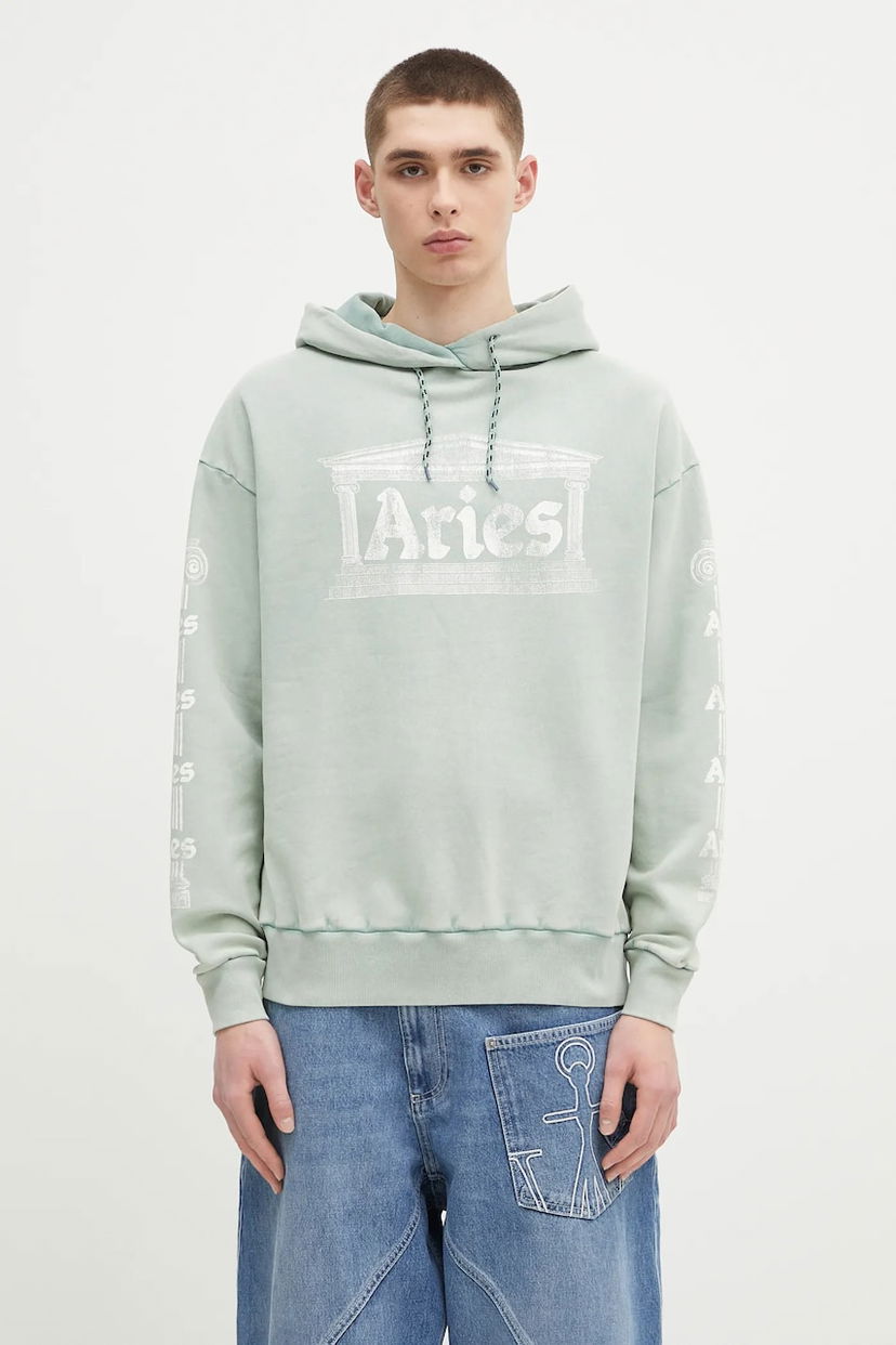 Sweatshirt Aries Aries Aged Ancient Column Hoodie Grøn | AR2003503