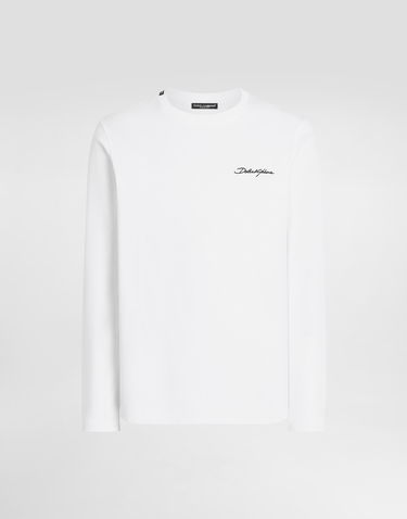T-shirt Dolce & Gabbana Dolce & Gabbana Embroidered Cotton T-Shirt Hvid | G8SD2ZG7PEAW0800, 0
