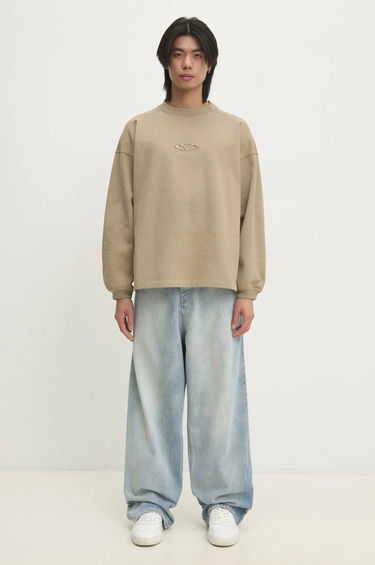 Sweater VETEMENTS VETEMENTS Oval Logo Cropped Boxy Sweatshirt Beige | UA66CW600T, 5
