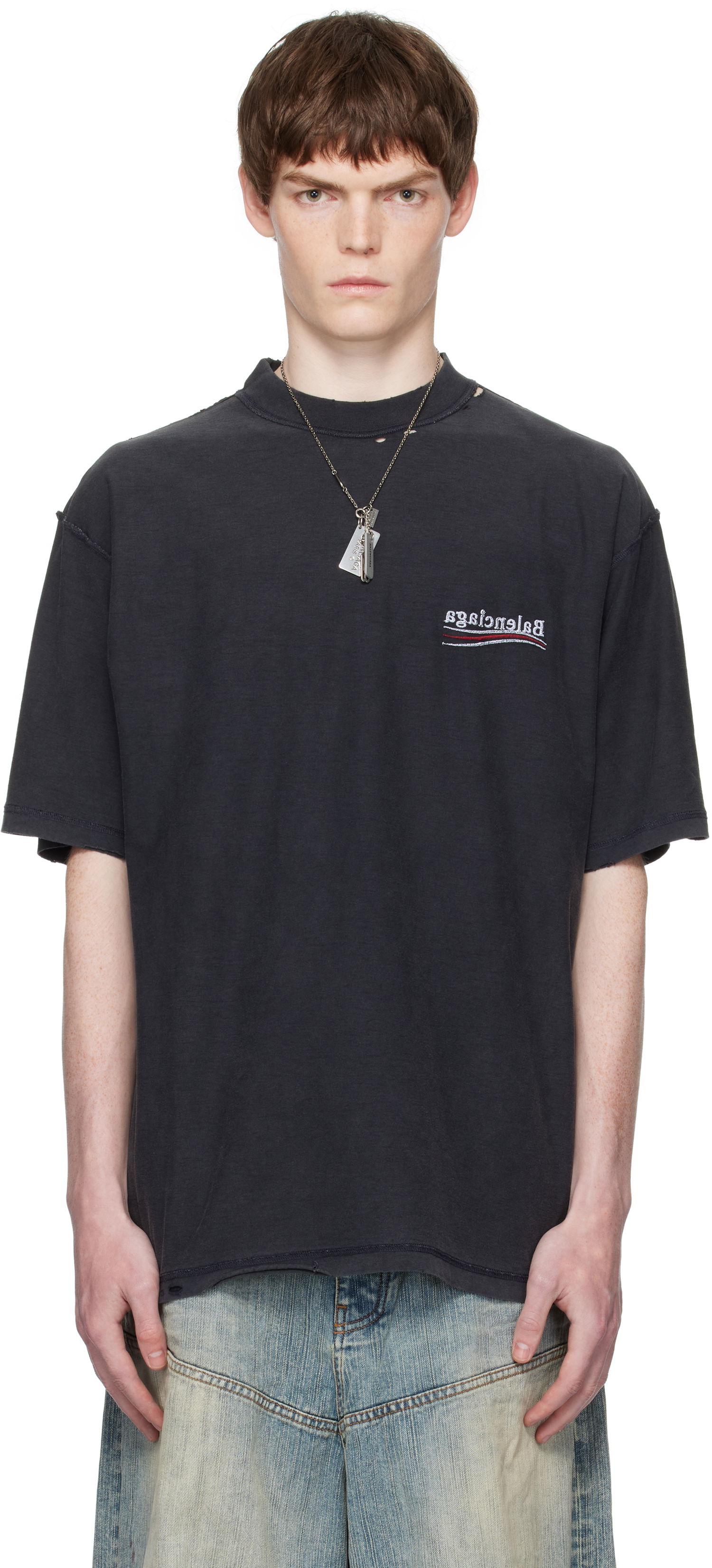 T-shirt Balenciaga Balenciaga Political Campaign Inside-Out T-Shirt Sort | 830247TSVF39668, 0
