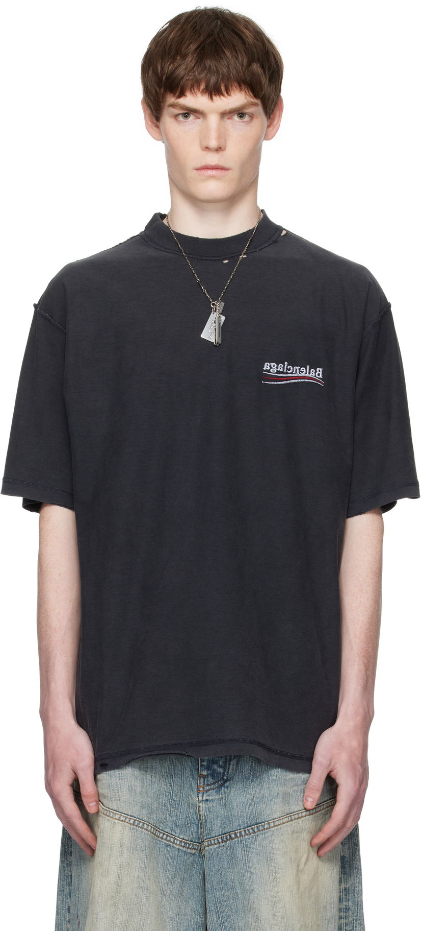 T-shirt Balenciaga Balenciaga Political Campaign Inside-Out T-Shirt Sort | 830247TSVF39668