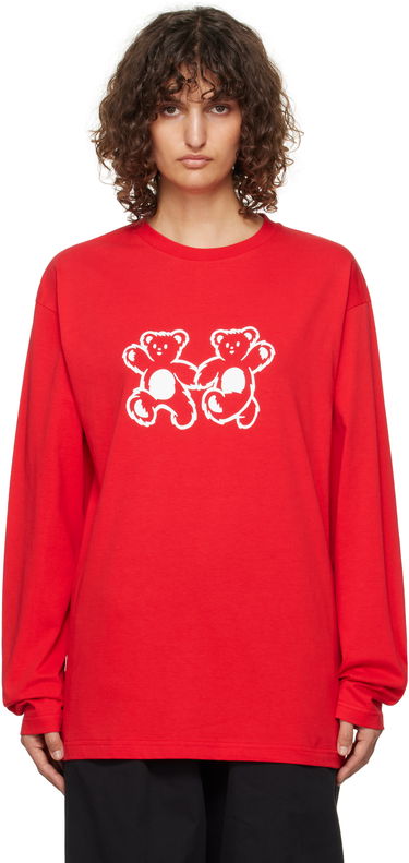 T-shirt We11done We11done Teddy Twins Long Sleeve T-Shirt Rød | WD-TT3-24-750-U-RD, 0