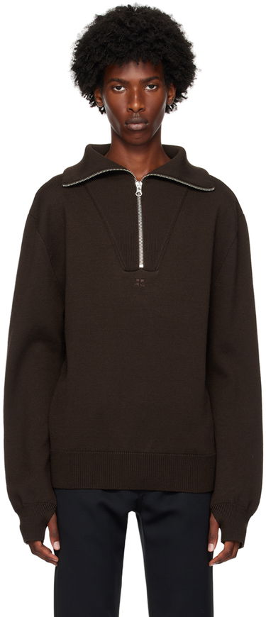 Sweater Courrèges Wool Quarter-Zip Sweater Brun | 324MPU171FI0036, 0