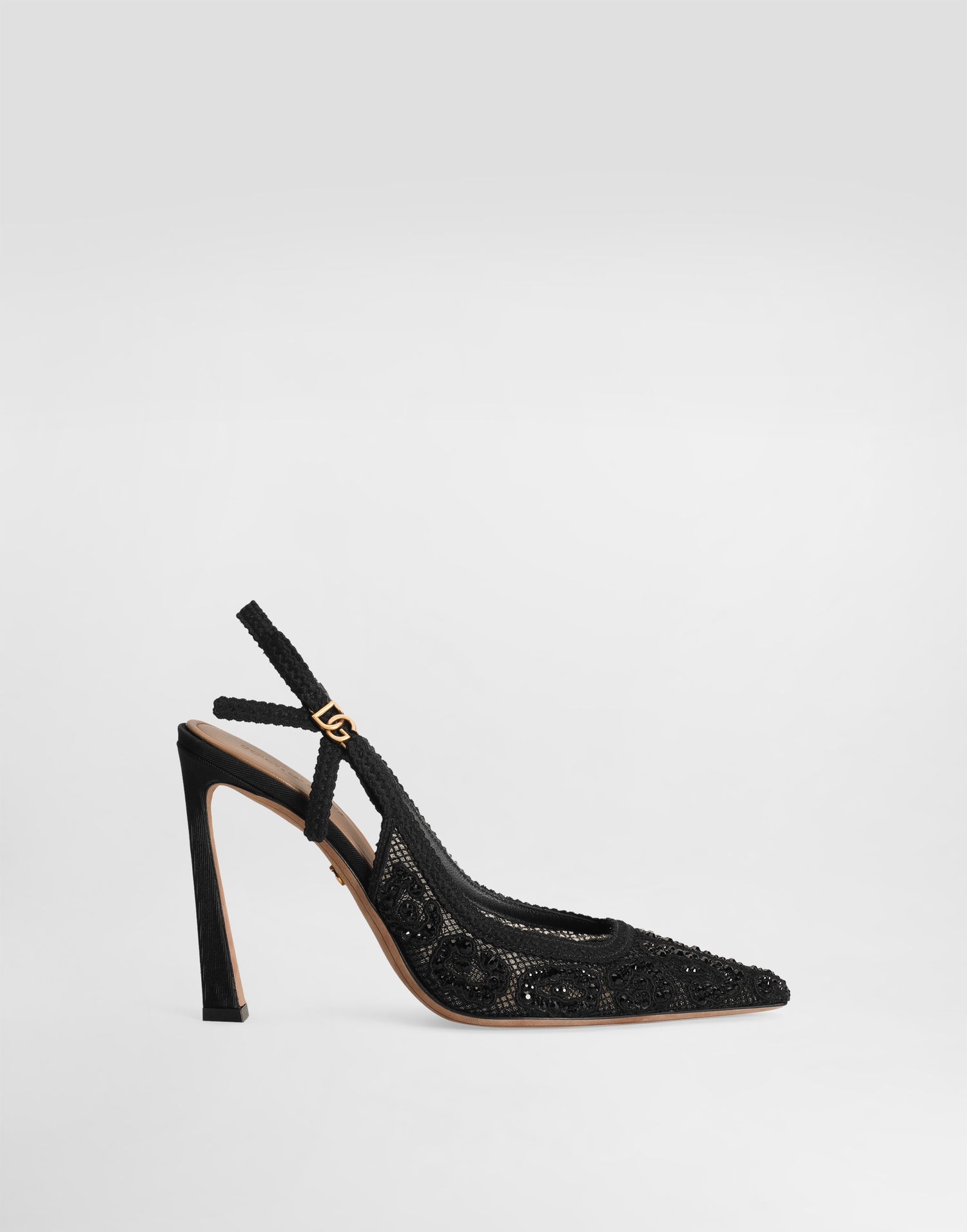 Tilbehør Dolce & Gabbana Dolce & Gabbana Leopard-Design Lace Slingbacks with Rhinestones Sort | CG0853A9S2680999, 0