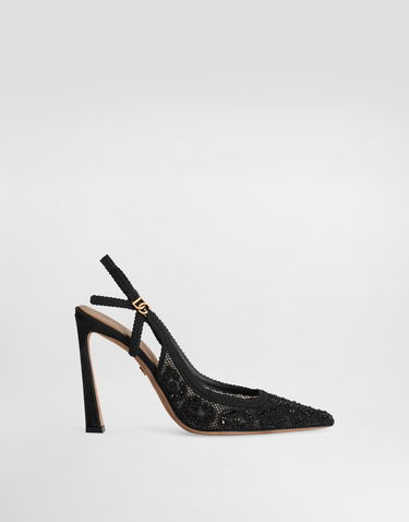 Tilbehør Dolce & Gabbana Dolce & Gabbana Leopard-Design Lace Slingbacks with Rhinestones Sort | CG0853A9S2680999, 0