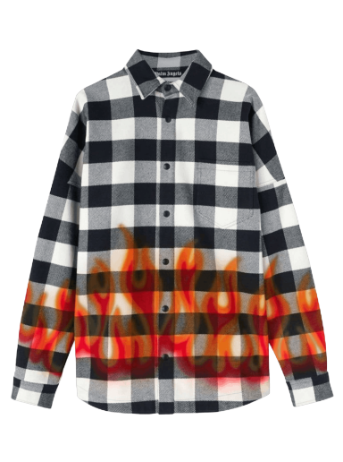 Skjorte Palm Angels Burning Logo Overshirt Sort | PMGA024F22FAB0021025