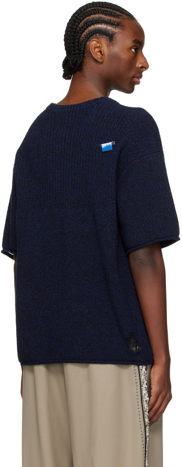 Jersey ADER ERROR Distressed Knit T-Shirt Mørkeblå | BN01SSKT0501BK, 2