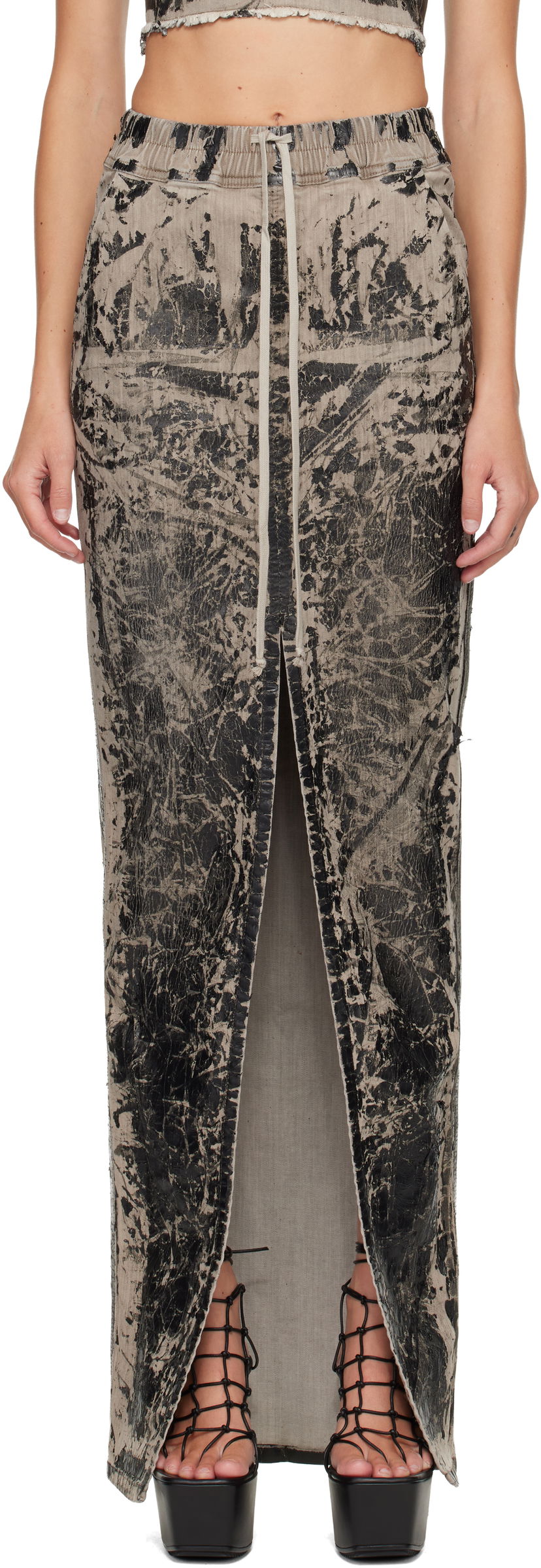Nederdel Rick Owens DRKSHDW Concordians Phleg Pillar Denim Maxi Skirt Flerfarvet | DS02E7333 SDWF