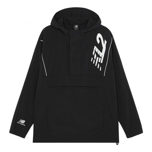 Vindjakke New Balance Embroidered Logo Half Zipper Track Jacket Sort | MJ13580-BK