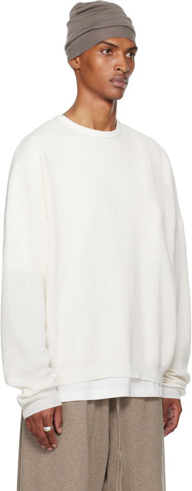 Sweatshirt Fear of God Fear of God ESSENTIALS Waffle Long Sleeve Crewneck Sweatshirt Hvid | 192SP256164F, 1