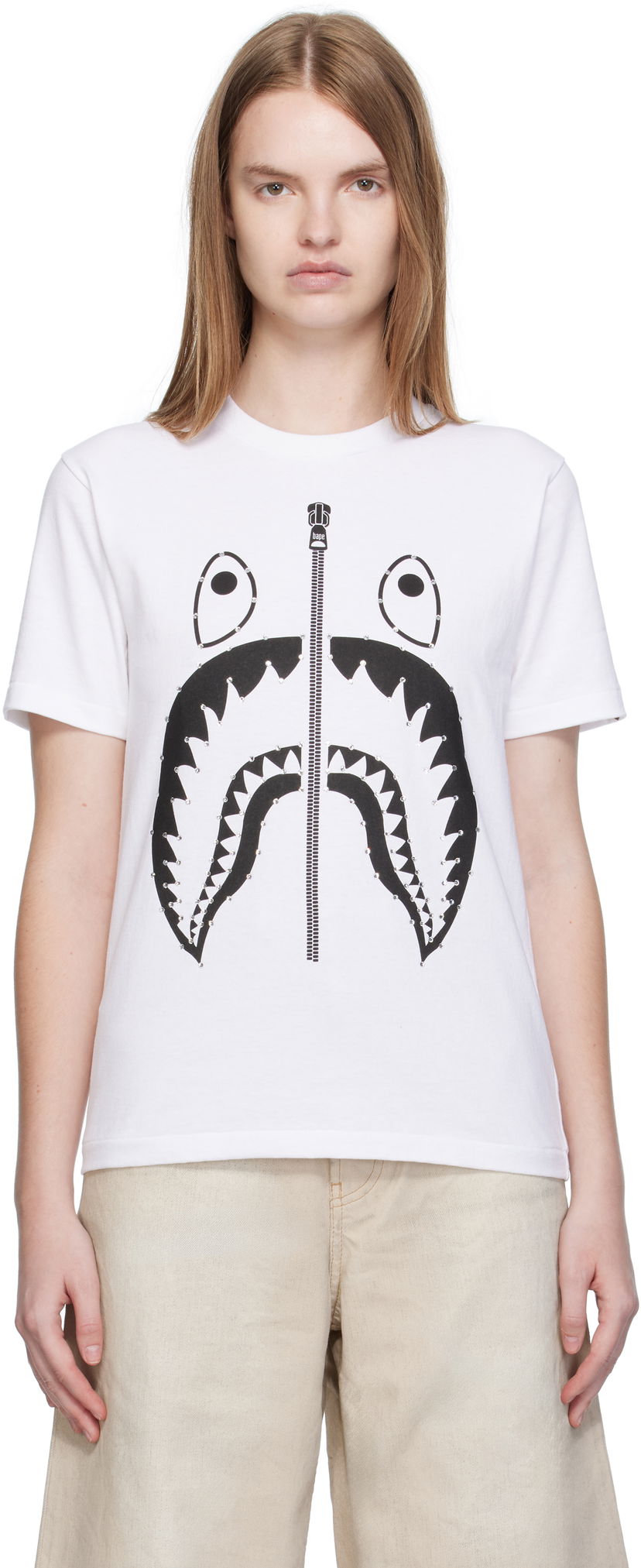 T-shirt BAPE Crystal Stone Shark Graphic T-Shirt Hvid | 001TEL302065L