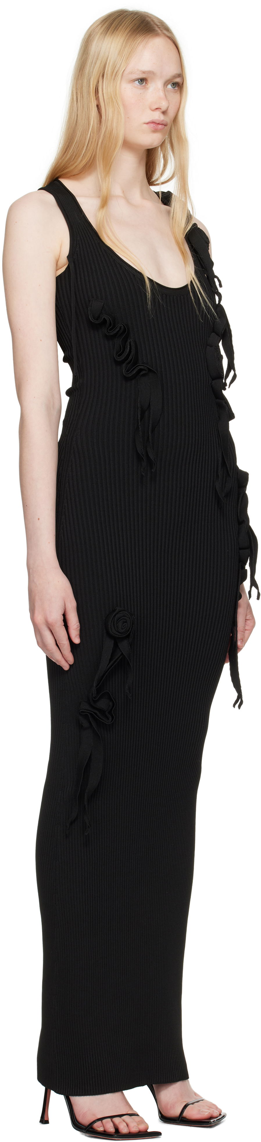 Kjole Coperni Coperni Knitted Ribbon Tank Maxi Dress Sort | COPML144Y3011, 1