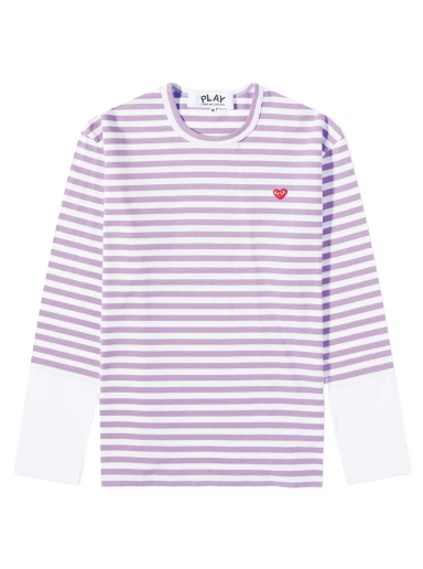 T-shirt Comme des Garçons Play Stripe Contrast Sleeve Tee Lilla | P1T320-4