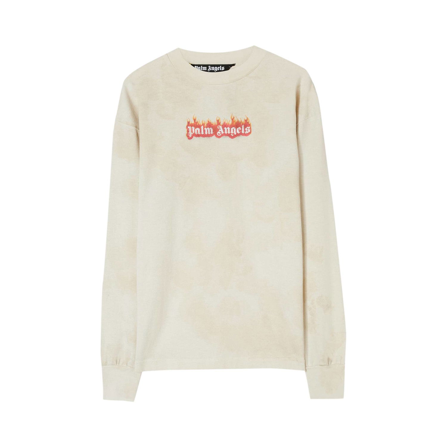 T-shirt Palm Angels Long Sleeve Burning Logo Classic Tee Beige | PMAB002F22JER0020310, 1