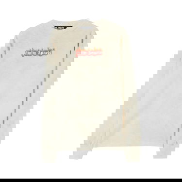 T-shirt Palm Angels Long Sleeve Burning Logo Classic Tee Beige | PMAB002F22JER0020310, 1