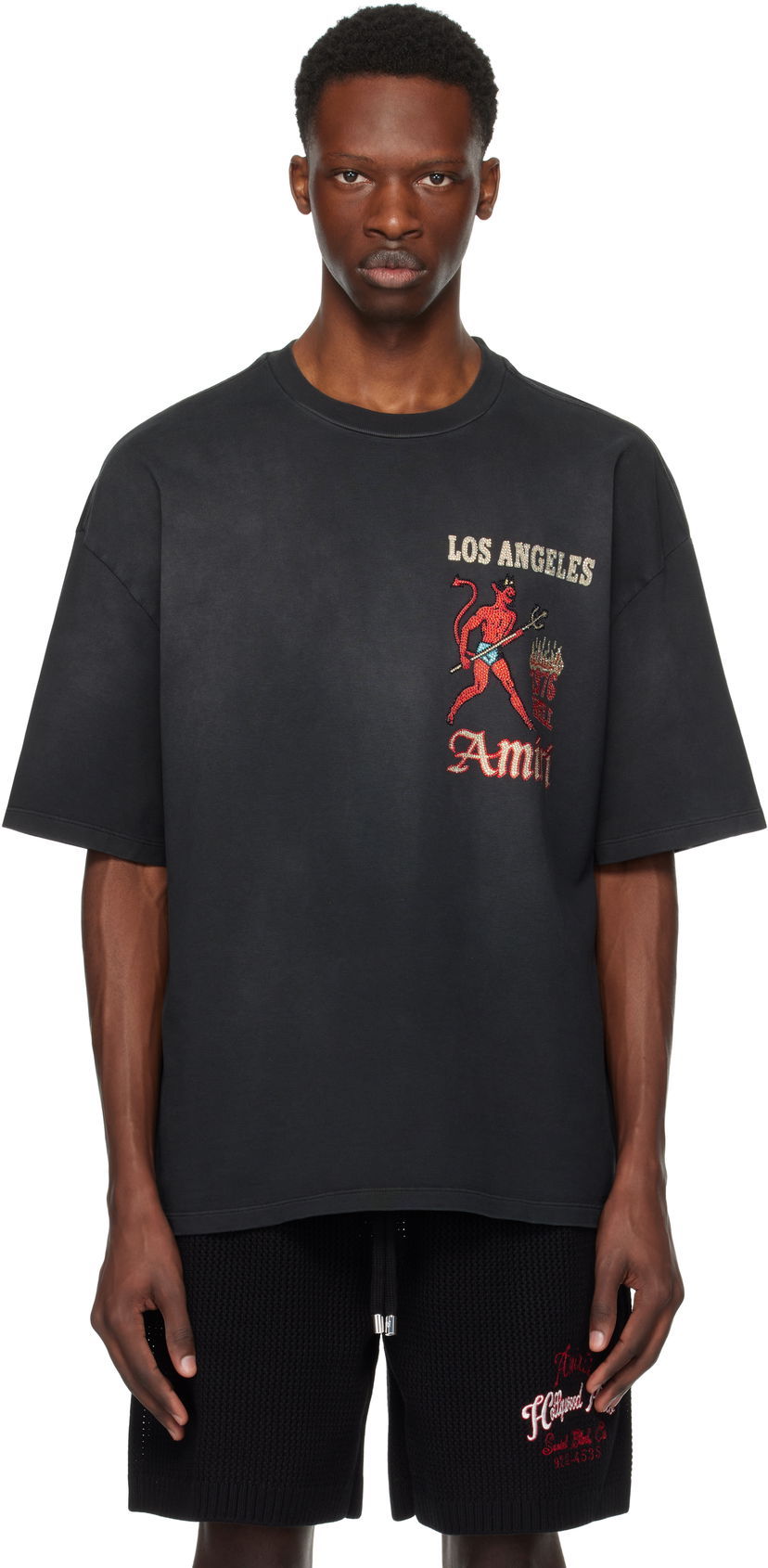 T-shirt AMIRI AMIRI Crystal Sinners T-Shirt Sort | AMJYTE1212