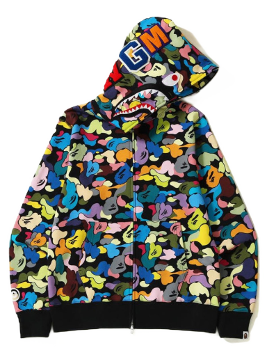 Sweatshirt BAPE Multi Camo Shark Full Zip Hoodie Sort | 1I70-115-005