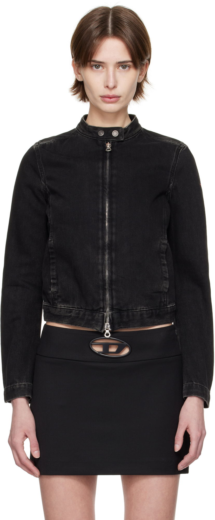 Jakke Diesel Diesel De-Morning Cropped Denim Jacket Sort | A13434 09I35
