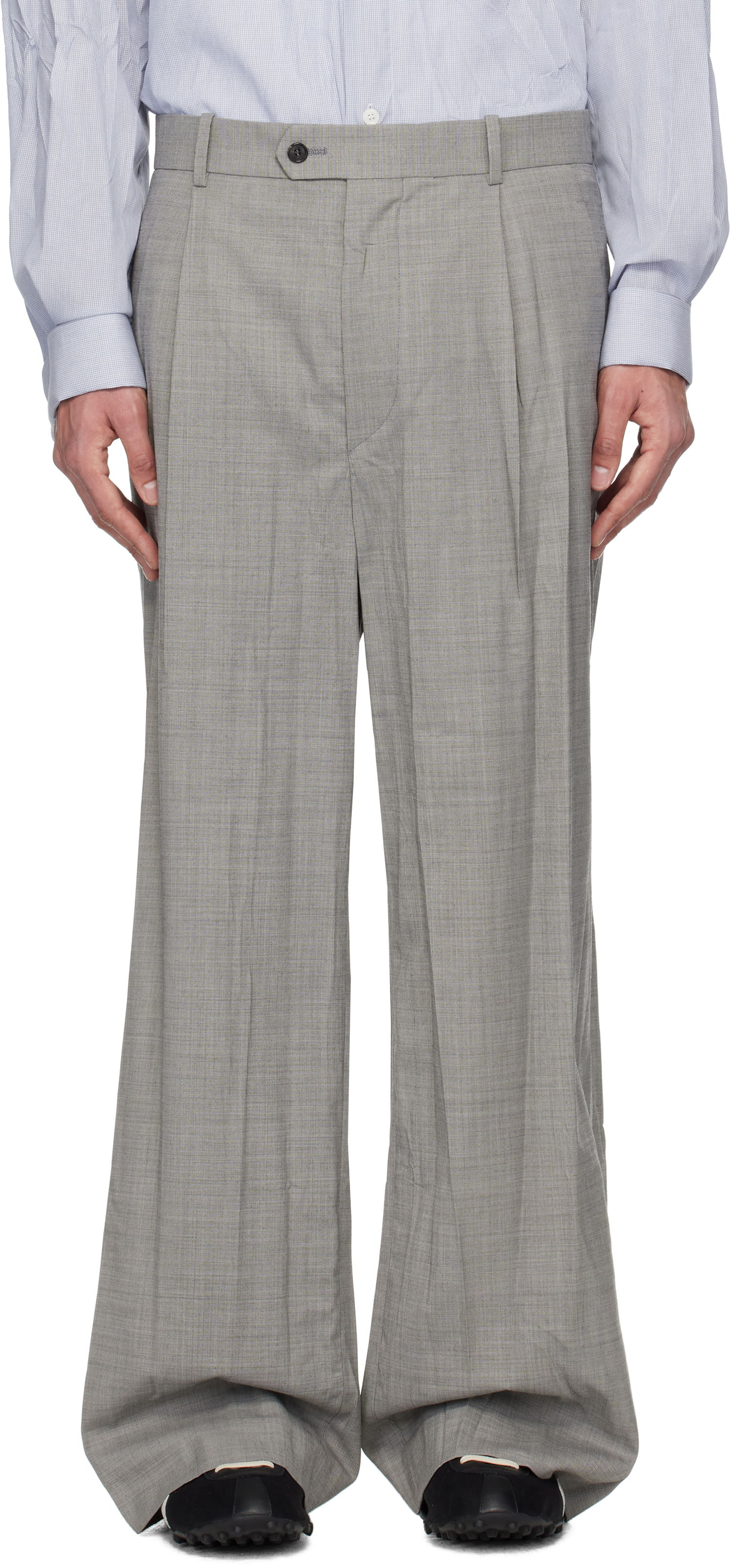 Bukser HED MAYNER Hed Mayner Crinkled Trousers Grå | HMMA30031A-HA150, 0