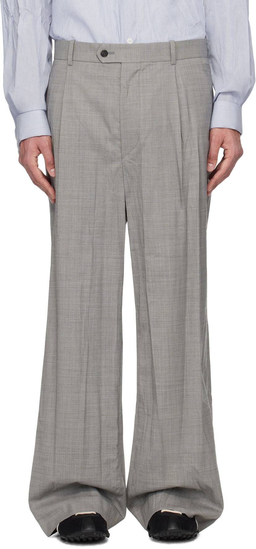 Bukser HED MAYNER Hed Mayner Crinkled Trousers Grå | HMMA30031A-HA150